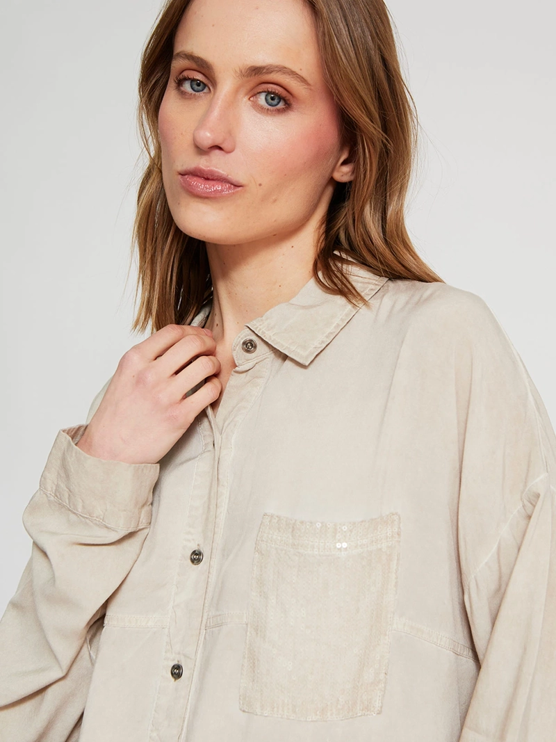 BLUSA MUJER TATIENNE MANGA LARGA BOLSILLO LENTEJUELAS - 4