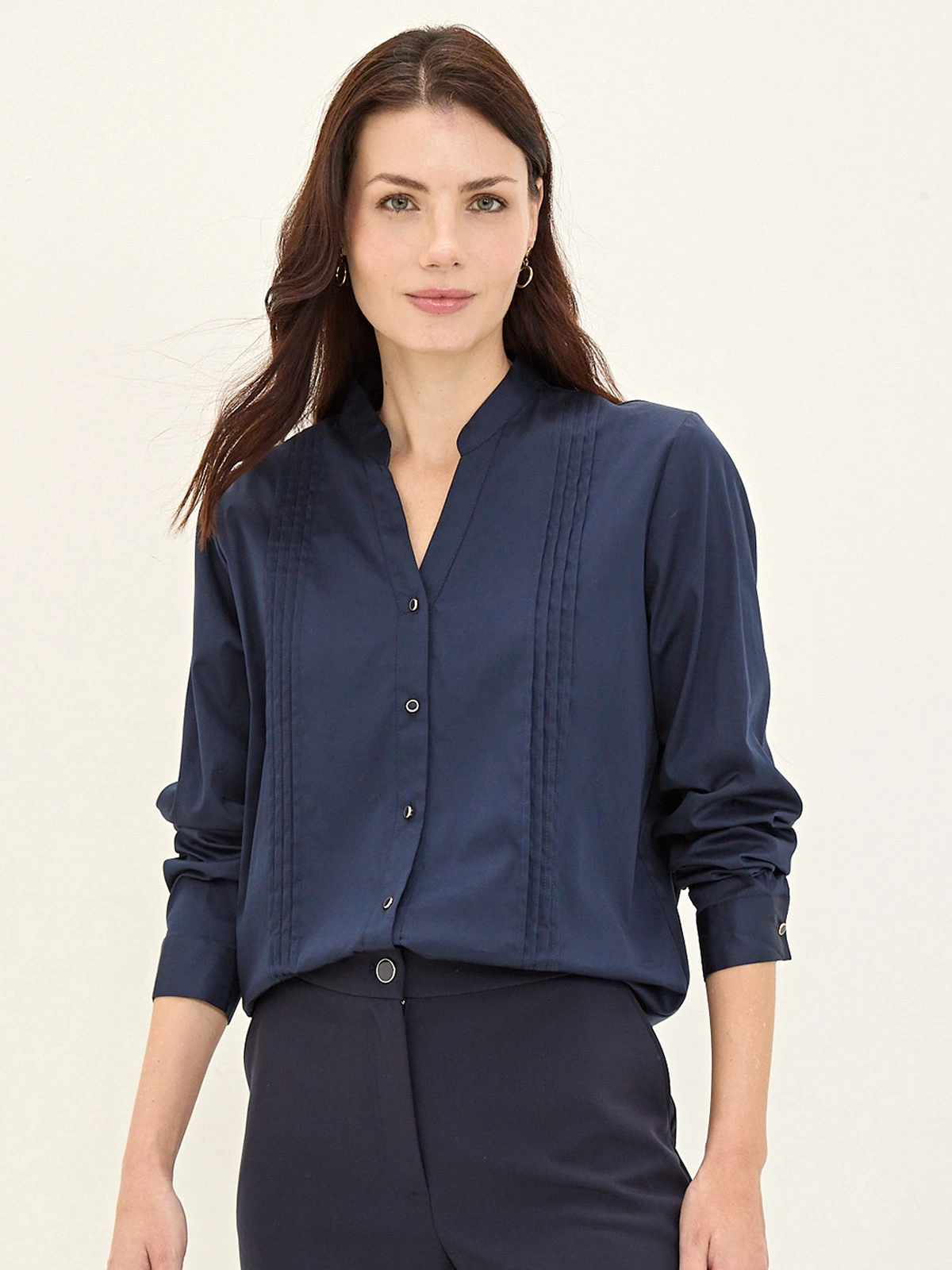 BLUSA MUJER MA GRIFFE ALGODÓN CUELLO MAO MANGA LARGA - 3