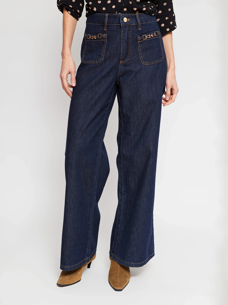 JEANS MUJER CACHAREL ALGODÓN PIERNA ANCHA - 2