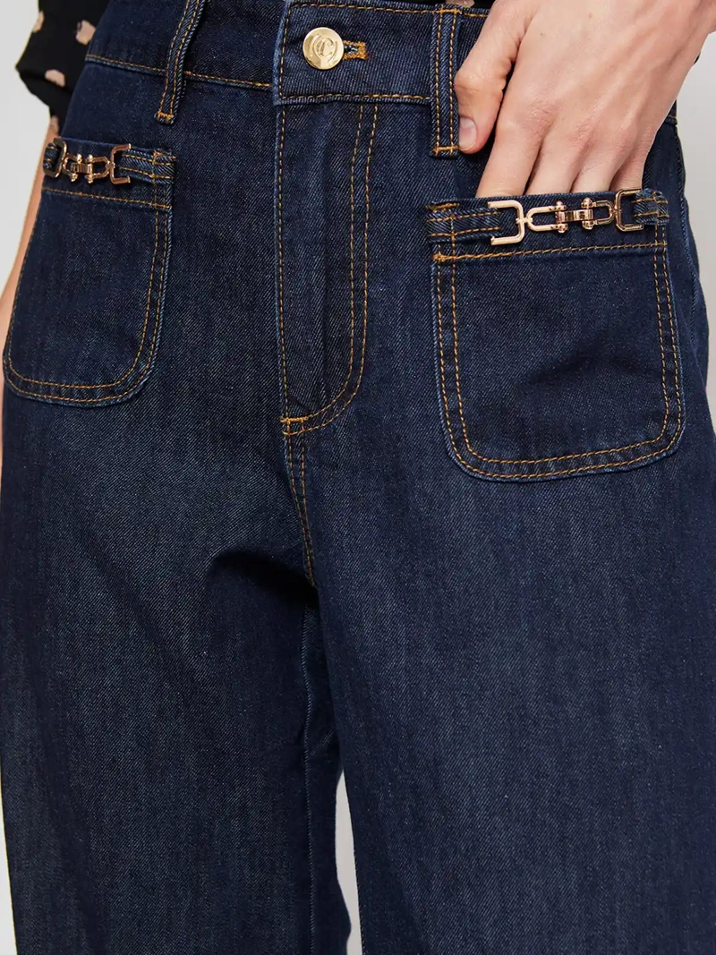 JEANS MUJER CACHAREL ALGODÓN PIERNA ANCHA - 4