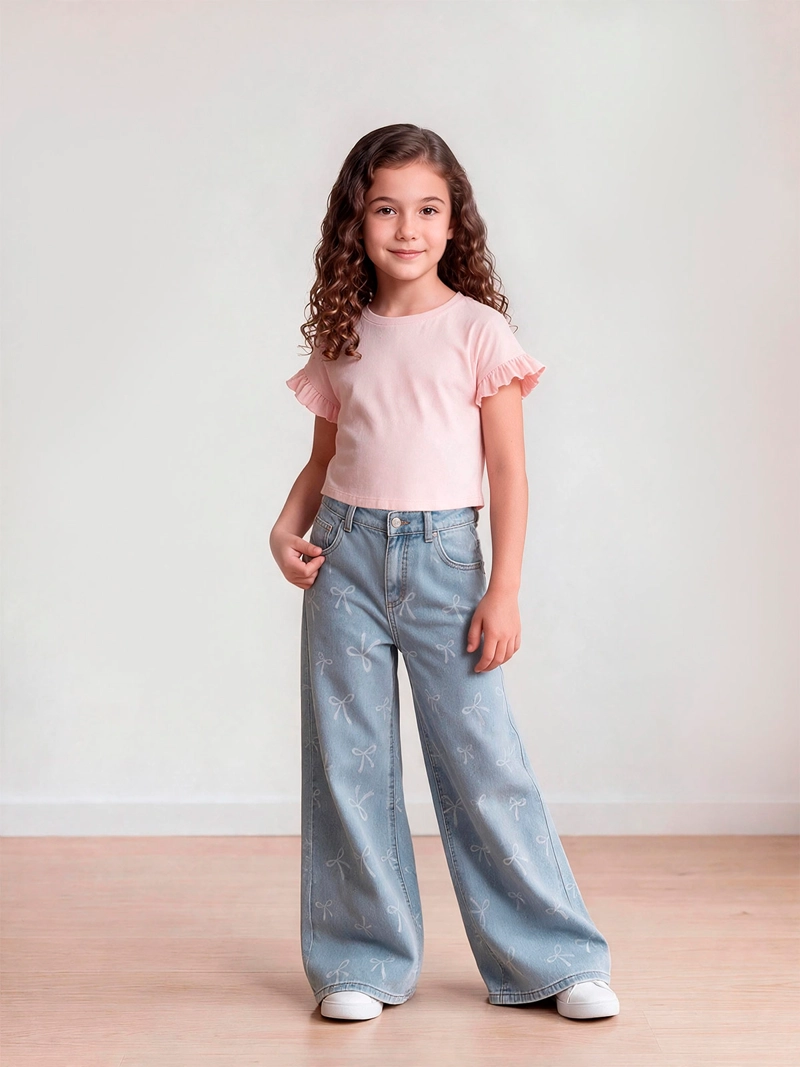 JEANS NIÑA HARVEST ALGODÓN WIDE PRINT - 1