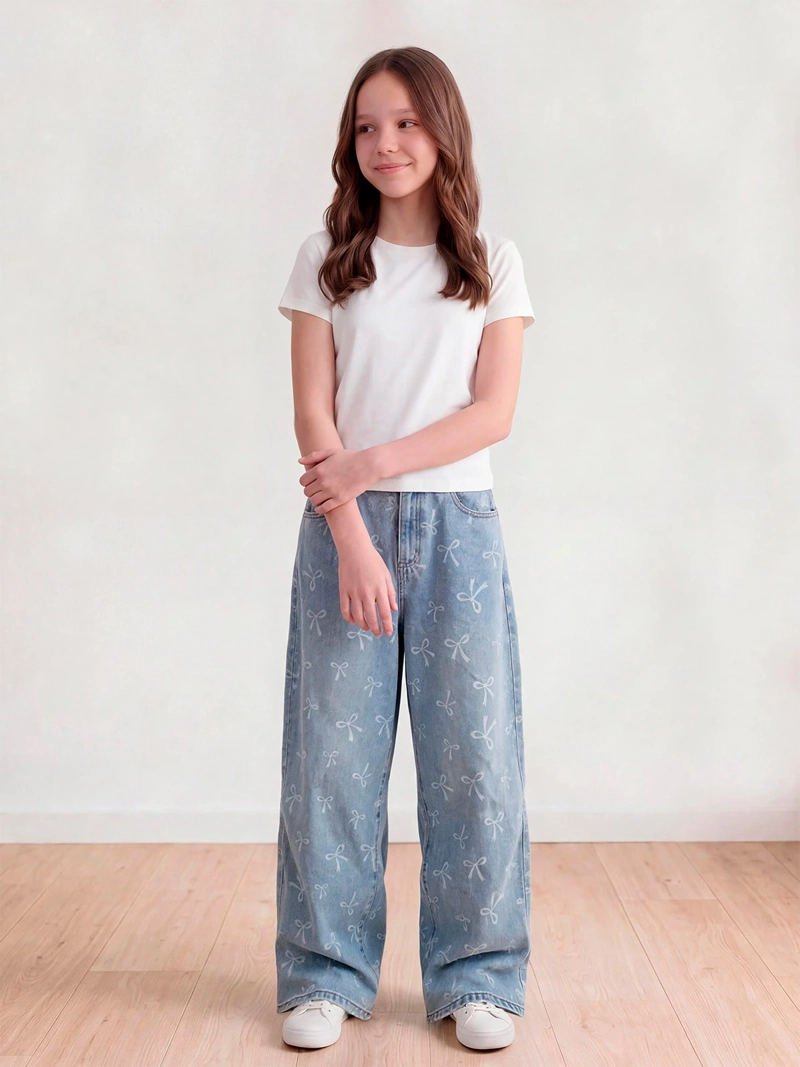 JEANS NIÑA INDEX TEEN ALGODÓN WIDE PRINT - 1