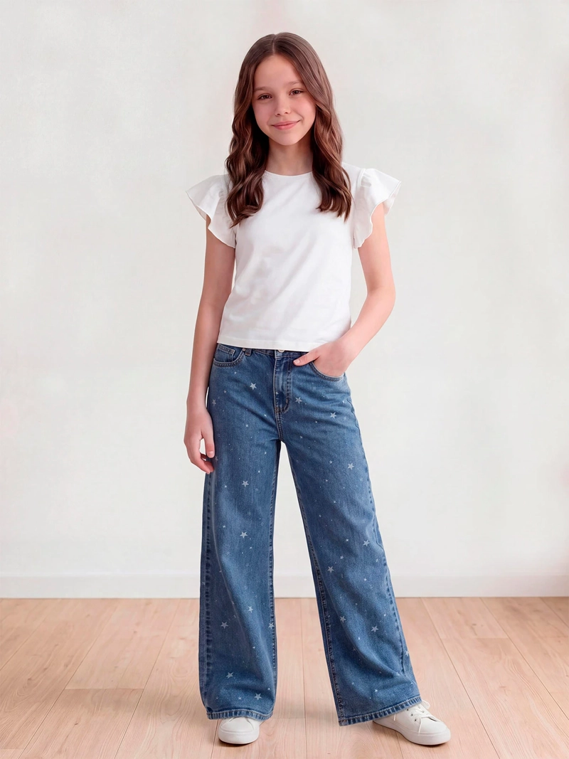JEANS NIÑA INDEX TEEN ALGODÓN WIDE PRINT - 1