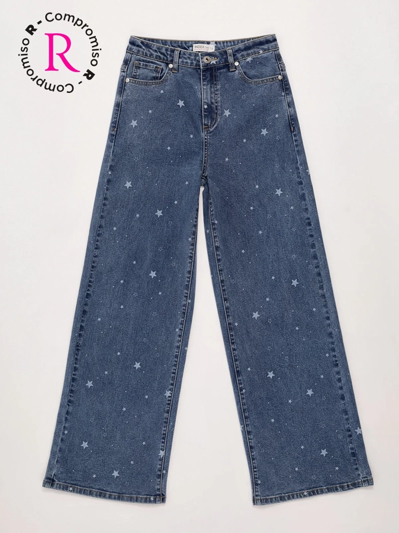 JEANS NIÑA INDEX TEEN ALGODÓN WIDE PRINT - 1