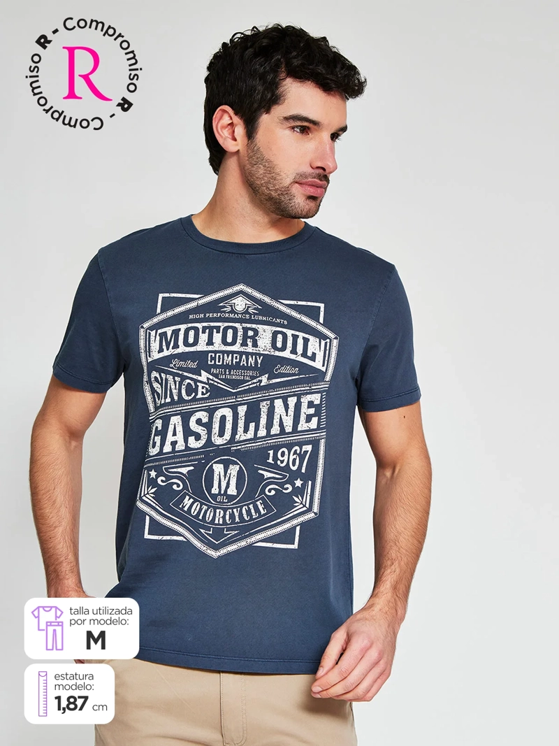 POLERA HOMBRE BARBADOS ALGODÓN MANGA CORTA ESTAMPADA - 1