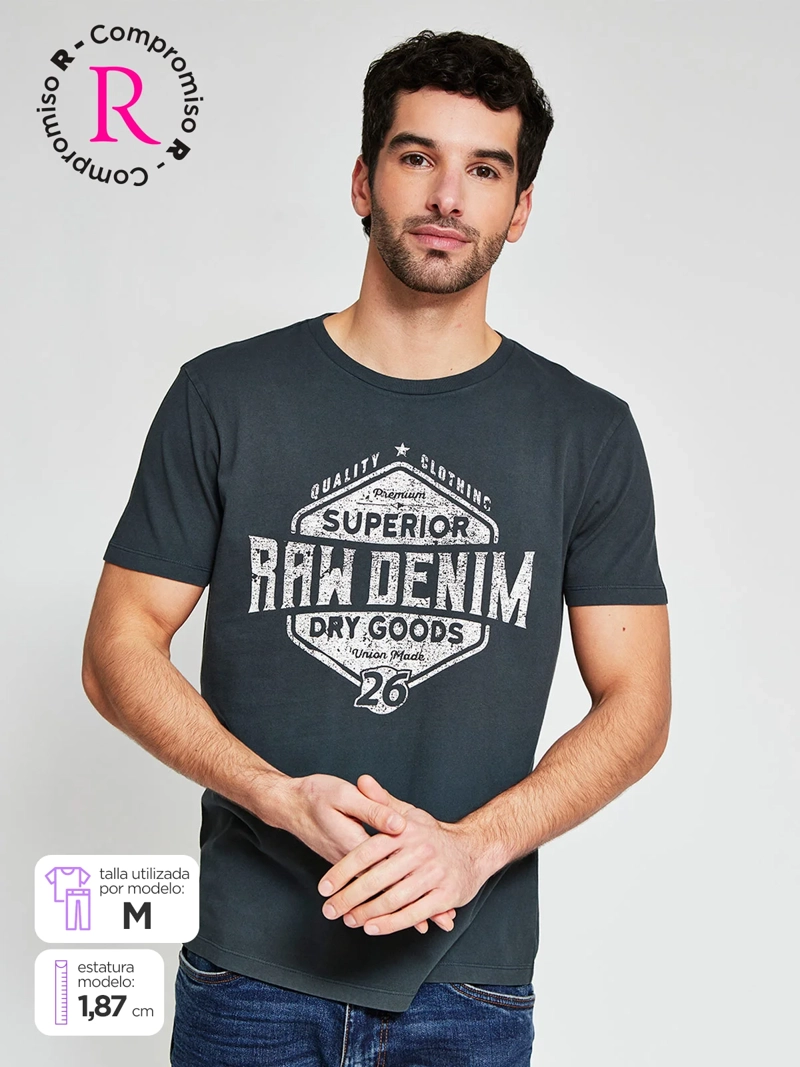 POLERA HOMBRE BARBADOS ALGODÓN MANGA CORTA ESTAMPADA - 1