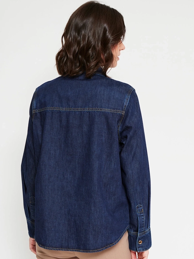 BLUSA MUJER CACHAREL ALGODÓN MANGA LARGA DENIM - 3