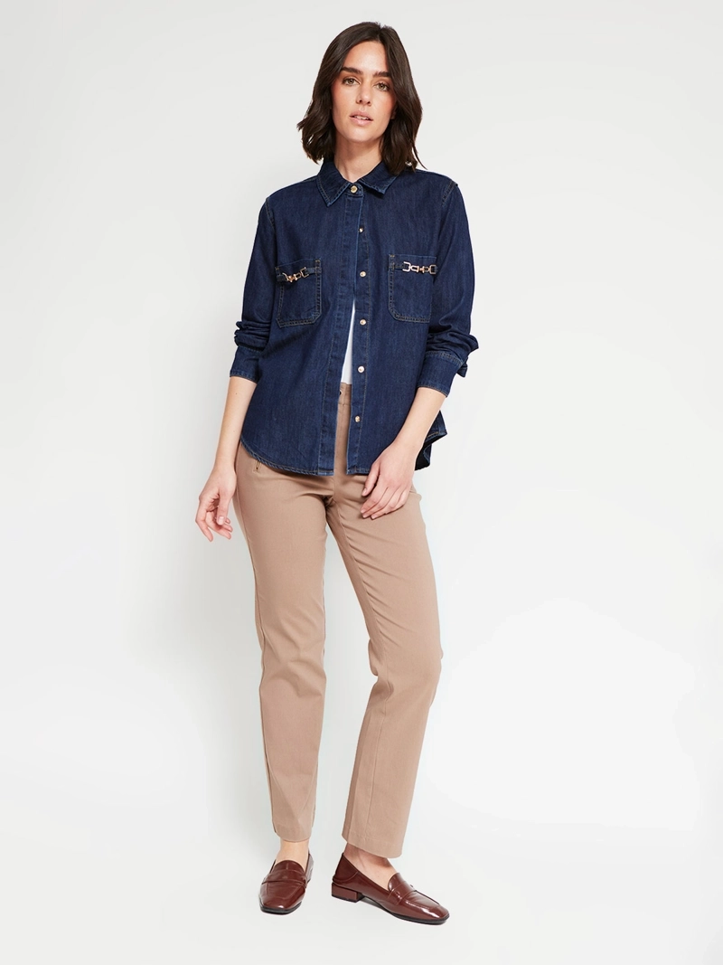 BLUSA MUJER CACHAREL ALGODÓN MANGA LARGA DENIM - 5
