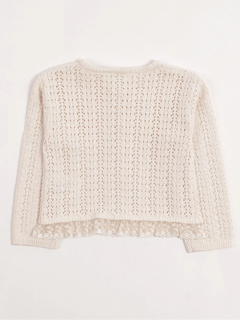 CARDIGAN NIÑA BABY HARVEST ALGODÓN CALADO FALDÓN TUL - 2