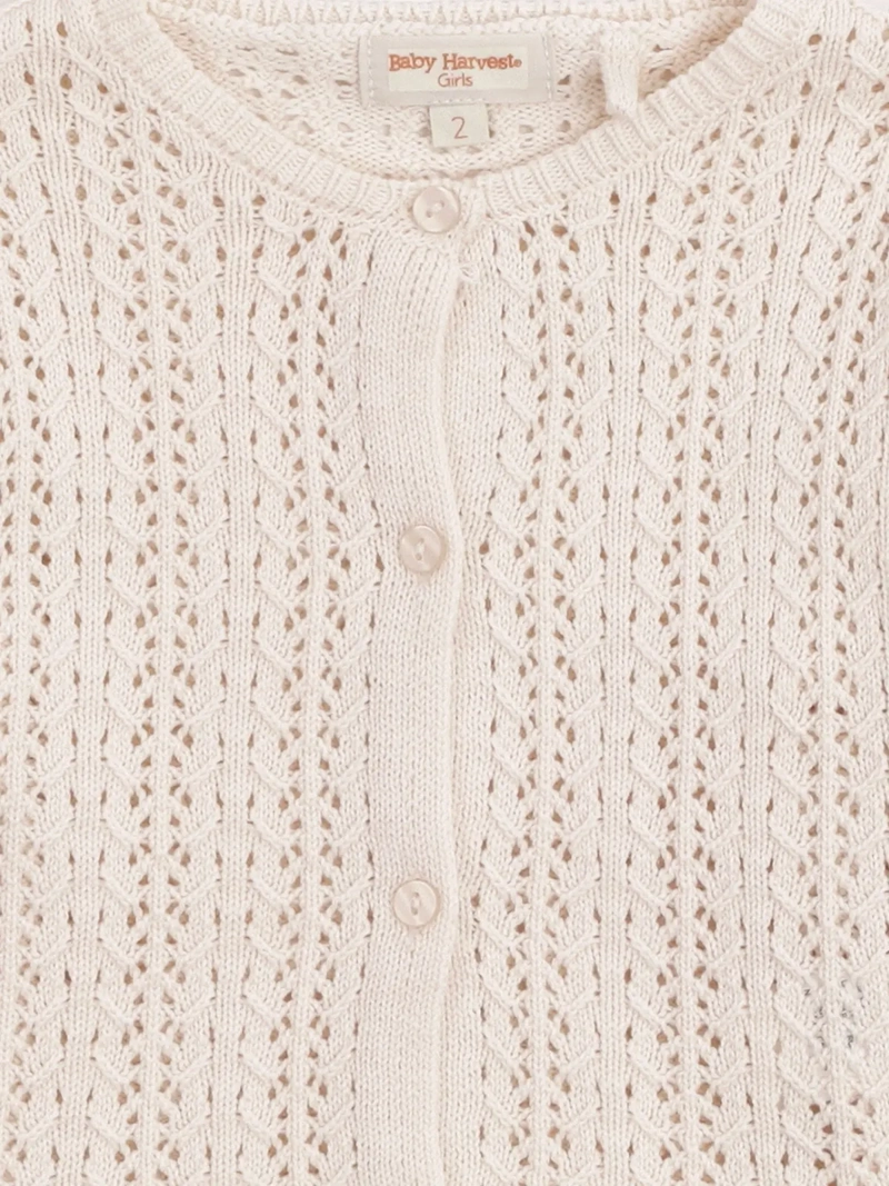 CARDIGAN NIÑA BABY HARVEST ALGODÓN CALADO FALDÓN TUL - 3