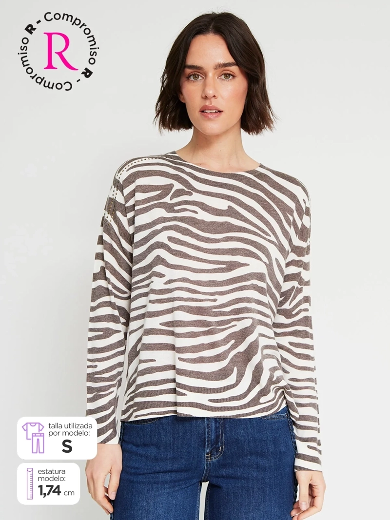 SWEATER MUJER TATIENNE CUELLO REDONDO ESTAMPADO