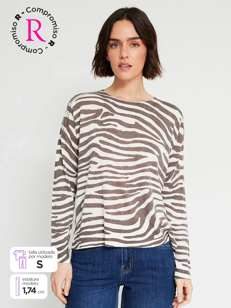SWEATER MUJER TATIENNE CUELLO REDONDO ESTAMPADO