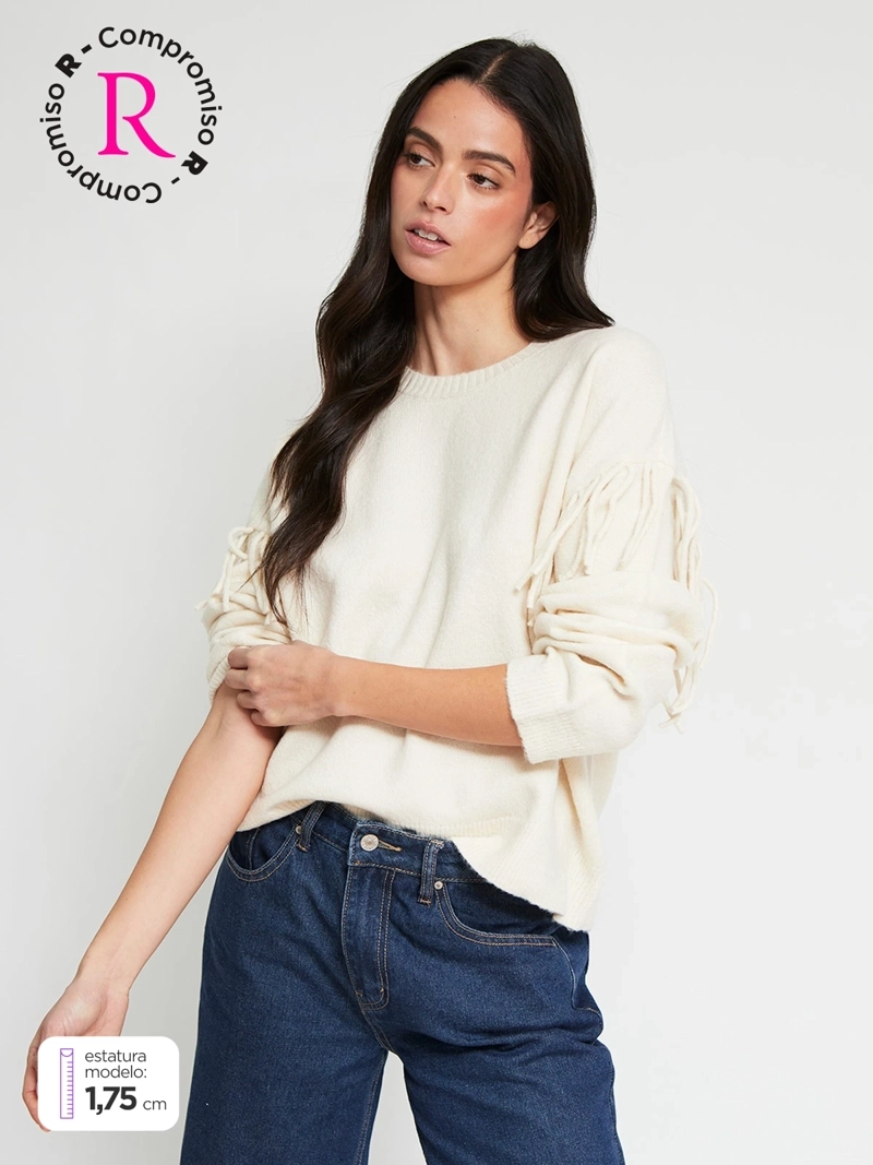 SWEATER MUJER INDEX MANGA LARGA FLECOS - 1