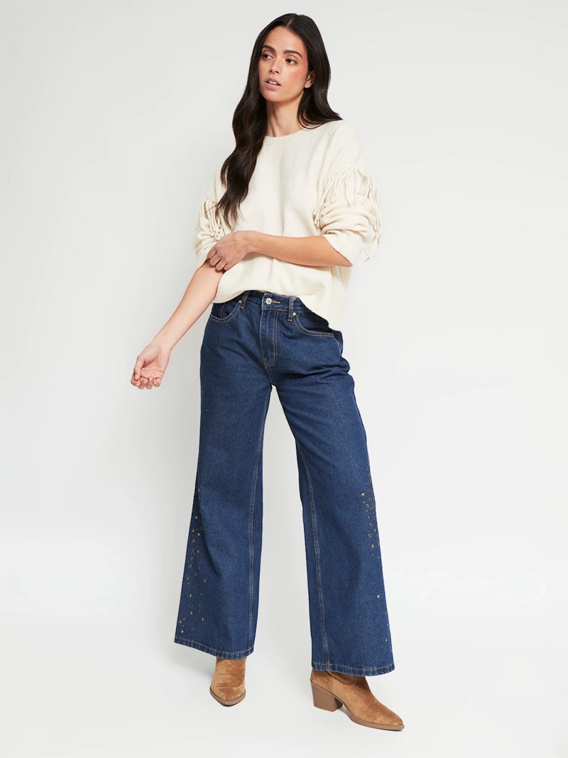 SWEATER MUJER INDEX MANGA LARGA FLECOS - 5