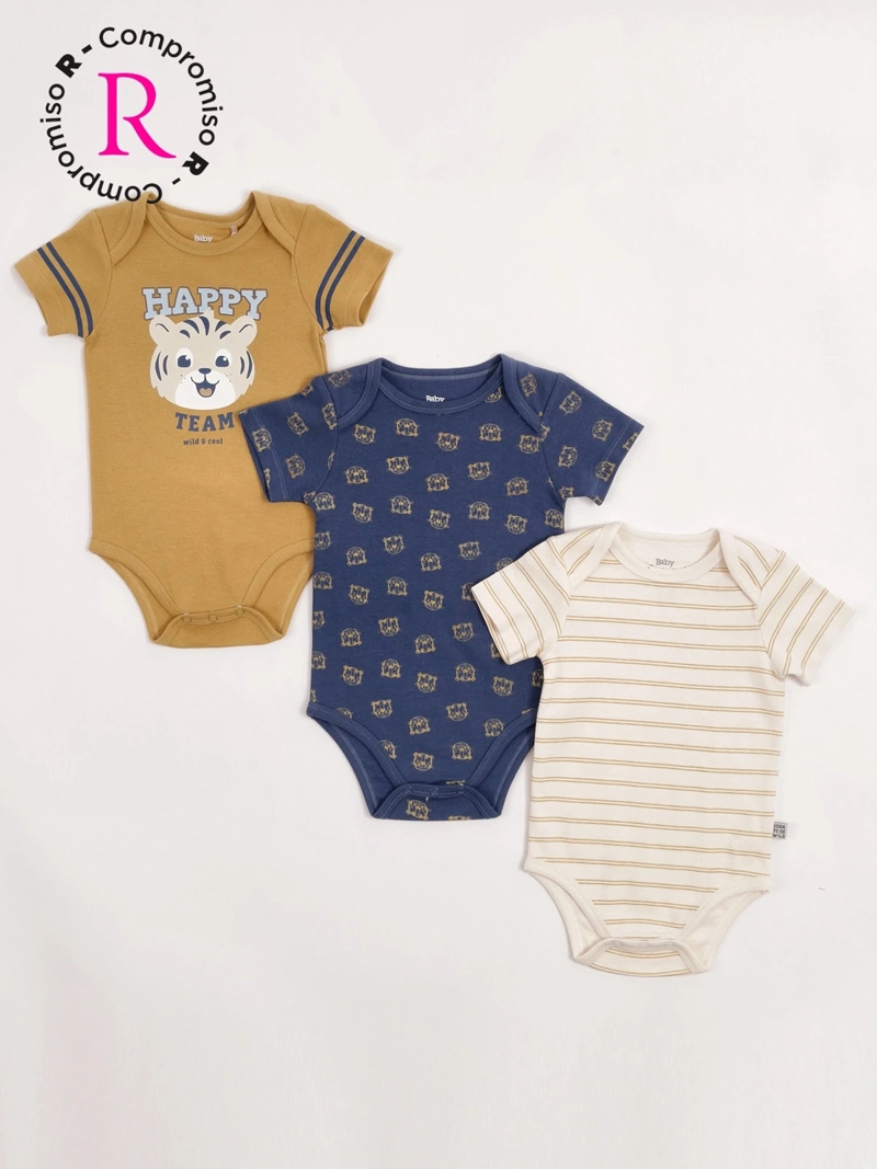 PACK X3 BODY NIÑO BABY HARVEST ALGODÓN MANGA CORTA - 1