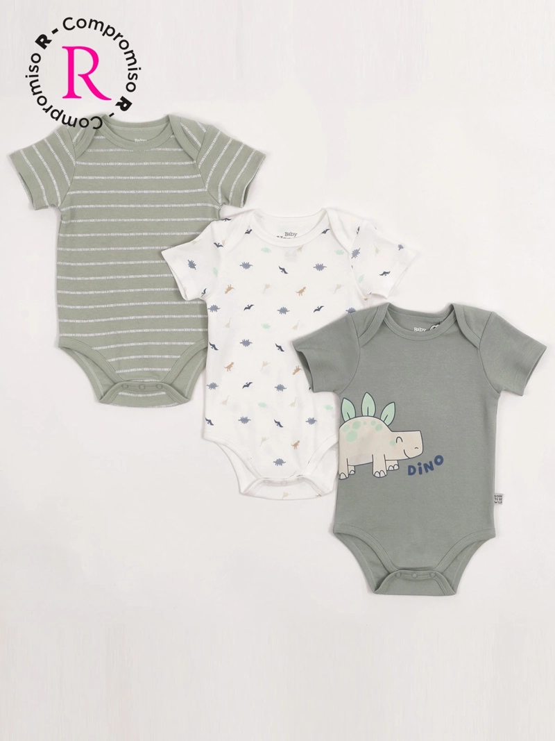 PACK X3 BODY NIÑO BABY HARVEST ALGODÓN MANGA CORTA - 1
