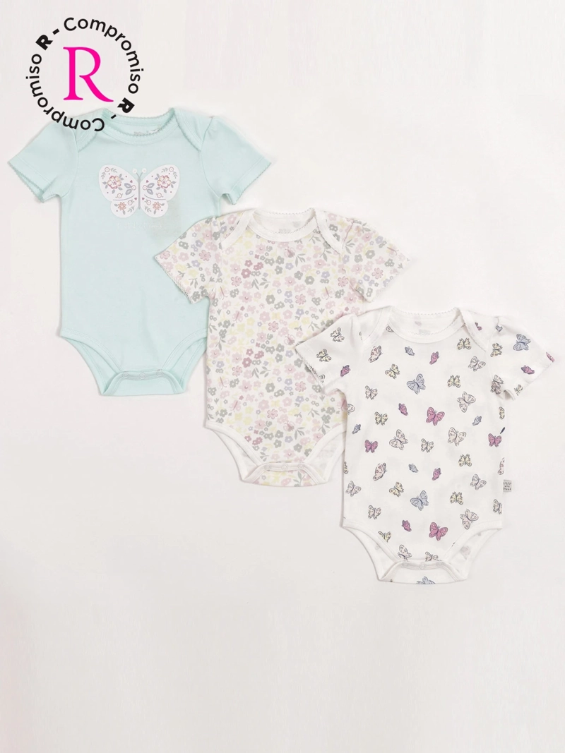 PACK X3 BODY NIÑA BABY HARVEST ALGODÓN MANGA CORTA - 1
