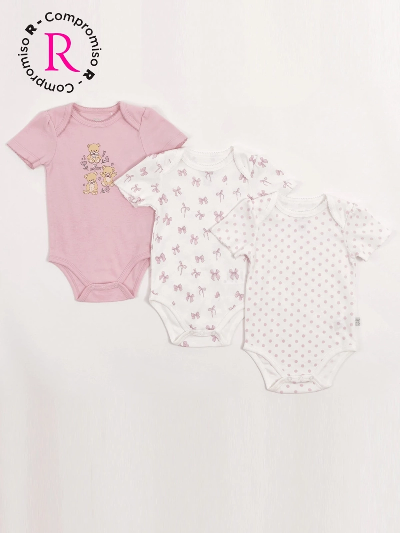 PACK X3 BODY NIÑA BABY HARVEST ALGODÓN MANGA CORTA - 1