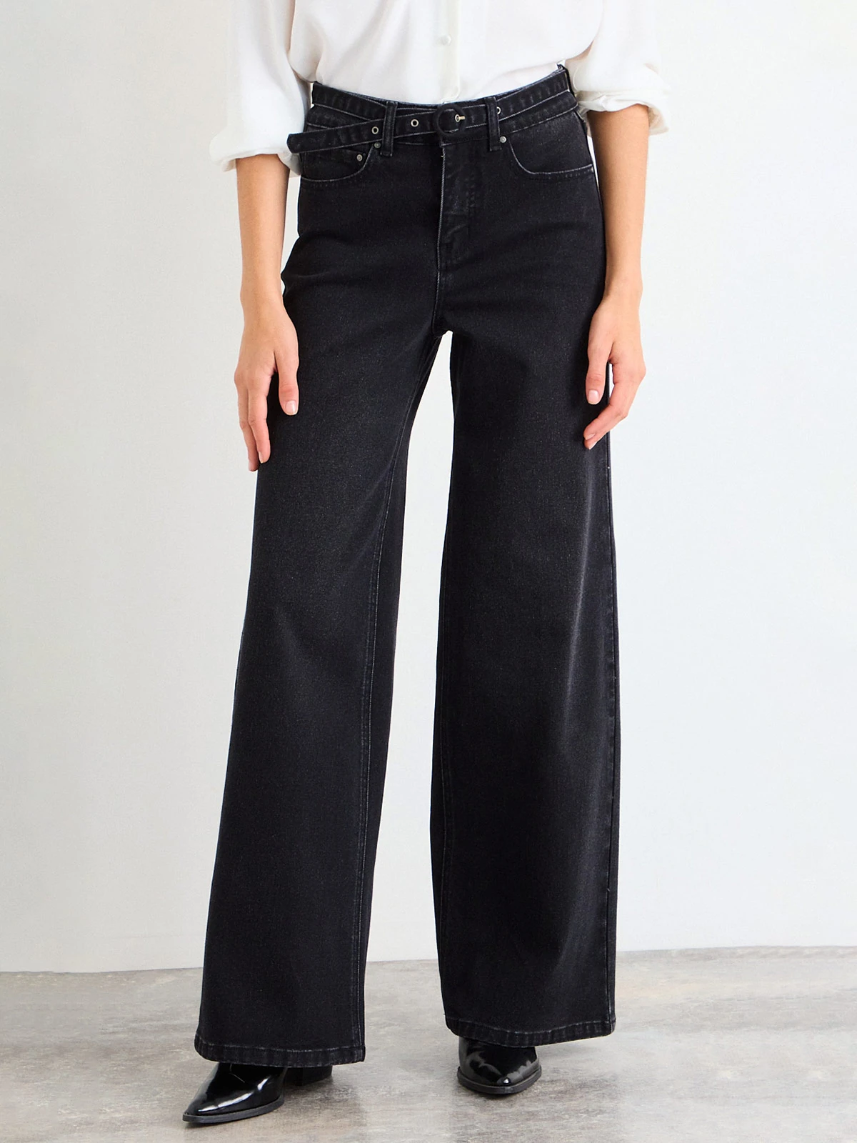 JEANS MUJER IO ALGODÓN WIDE LEG CINTURÓN - 1