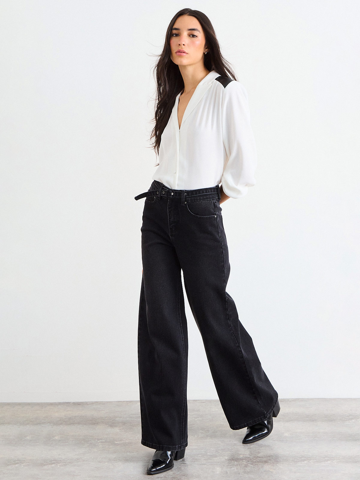 JEANS MUJER IO ALGODÓN WIDE LEG CINTURÓN - 4