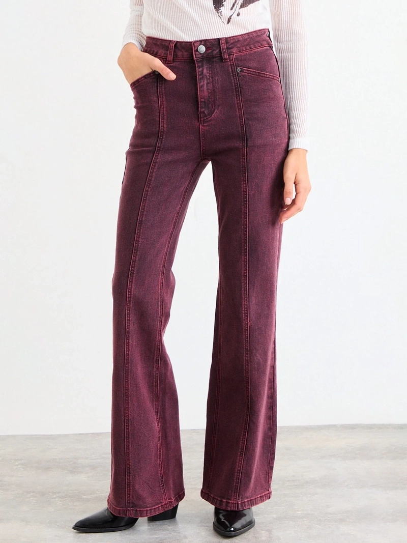 JEANS MUJER IO ALGODÓN FLARE CORTE VERTICAL - 2