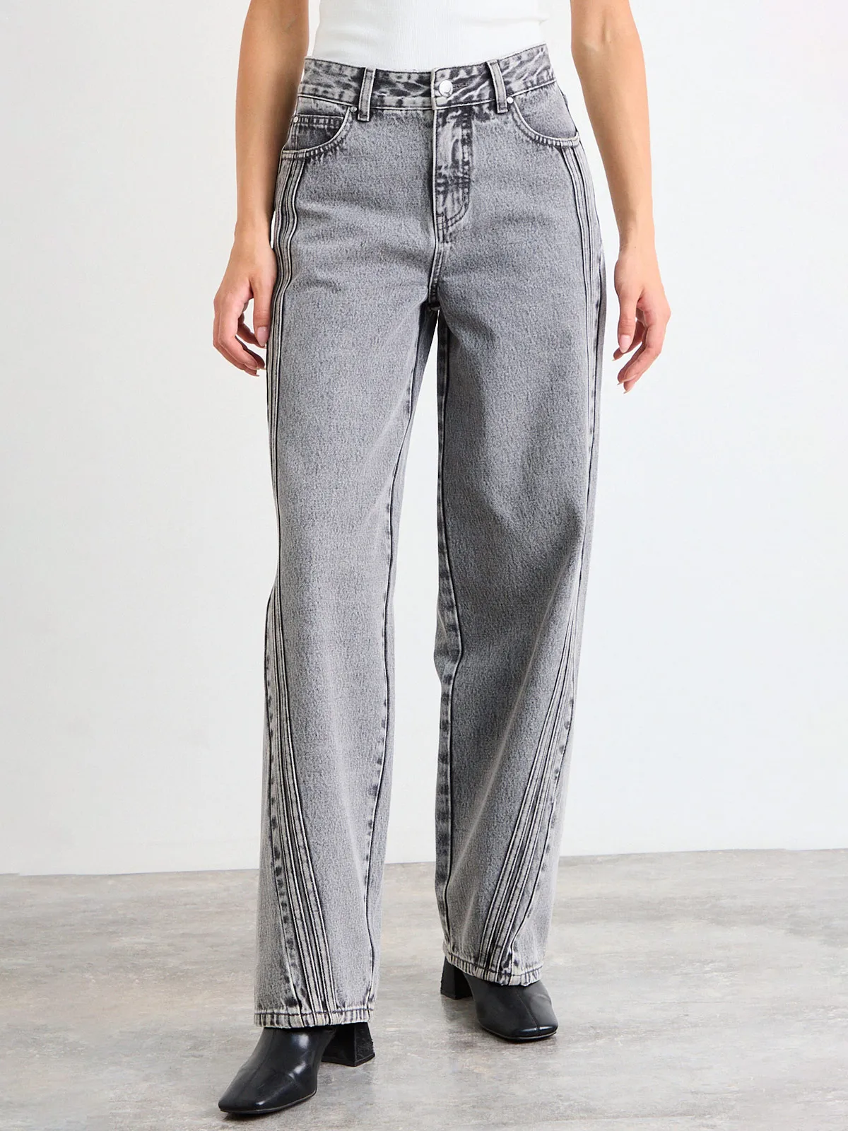 JEANS MUJER IO ALGODÓN STRAIGHT CORTE CIRCULAR - 3