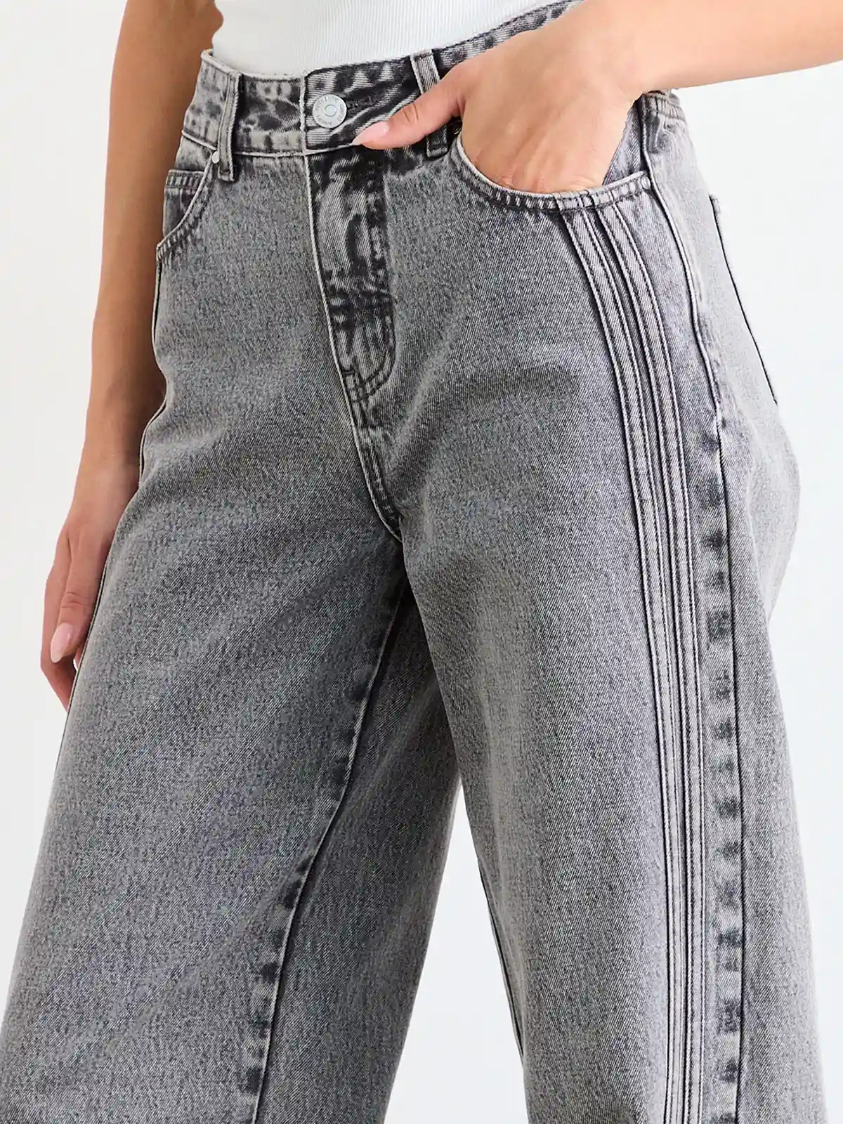 JEANS MUJER IO ALGODÓN STRAIGHT CORTE CIRCULAR - 5
