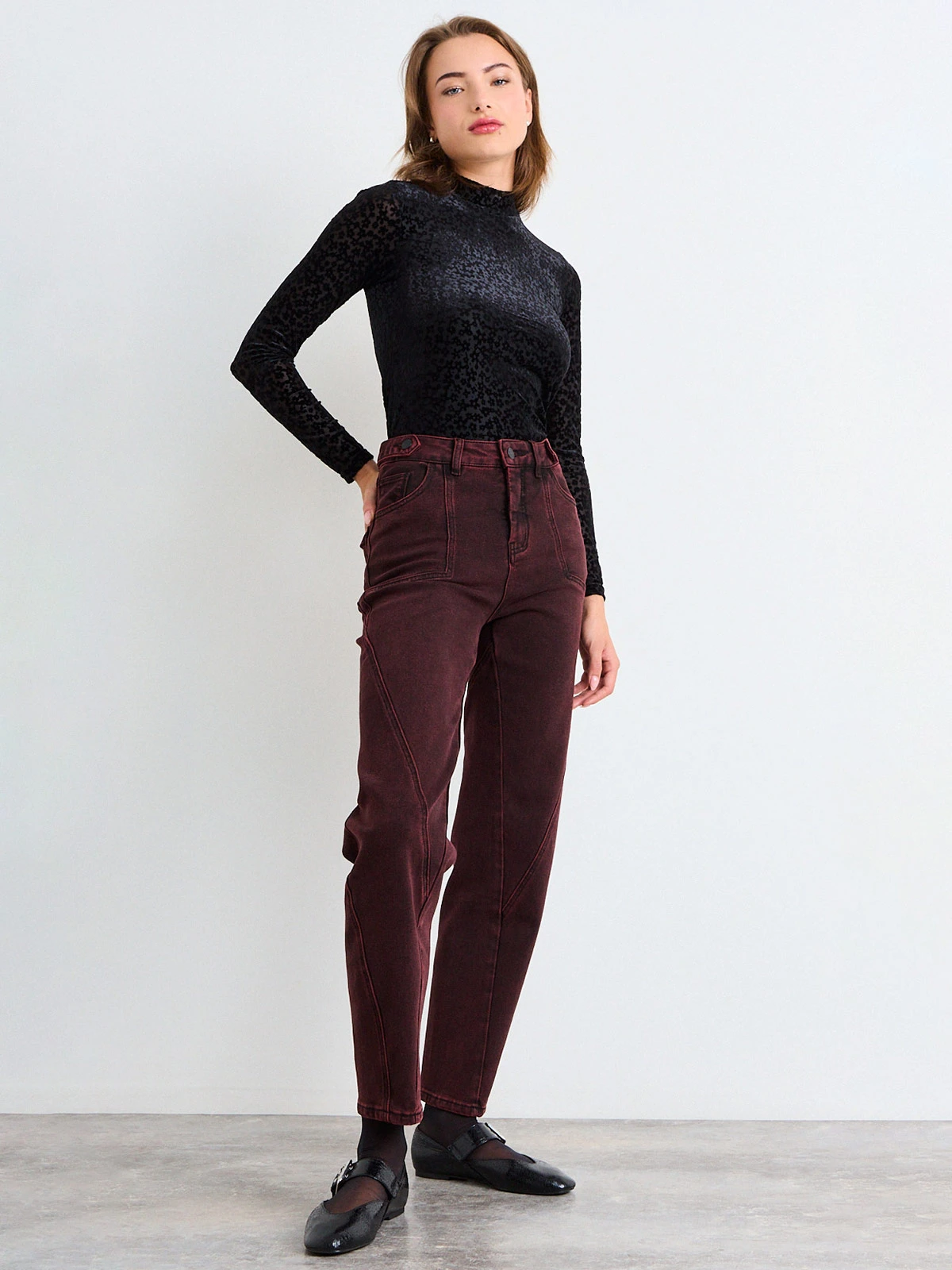 POLERA MUJER IO CUELLO SUBIDO MALLA FLOCK - 2