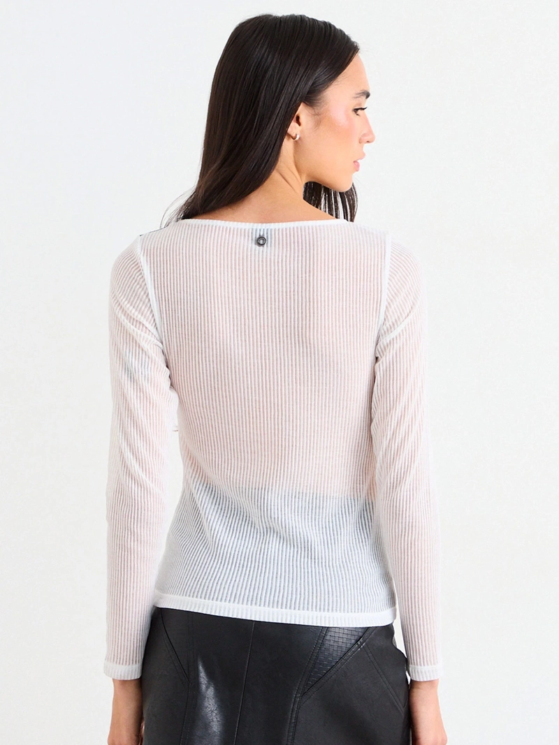 POLERA MUJER IO CUELLO BOTE MANGA LARGA RIB ESTAMPADA - 4