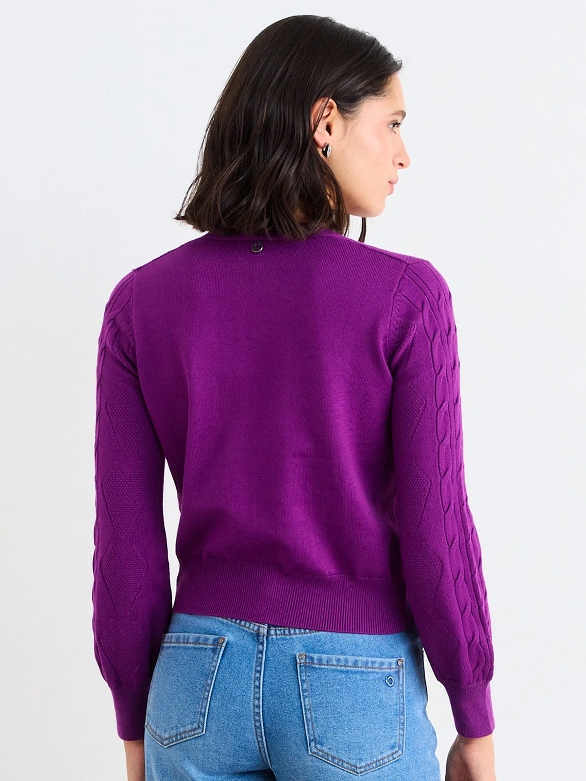 CARDIGAN MUJER IO CROP BOTÓN JOYA - 4