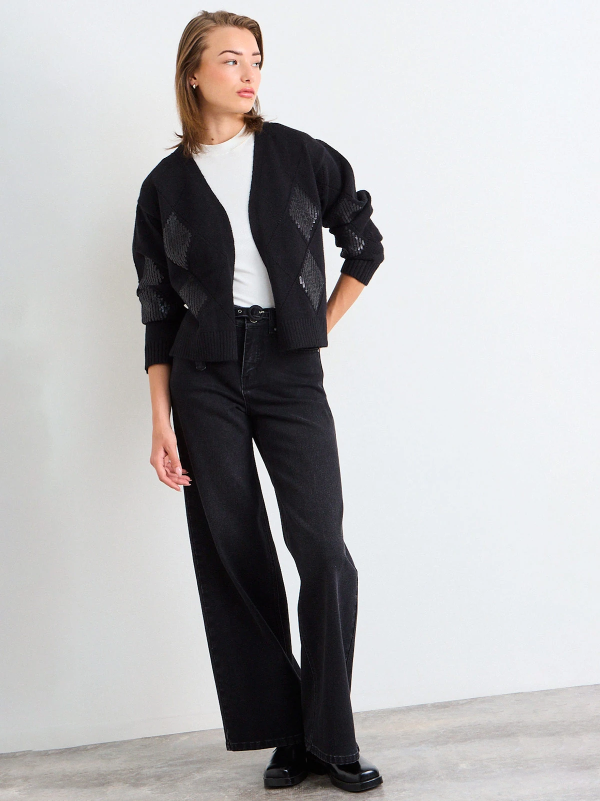 CARDIGAN MUJER IO ROMBOS LENTEJUELAS - 1