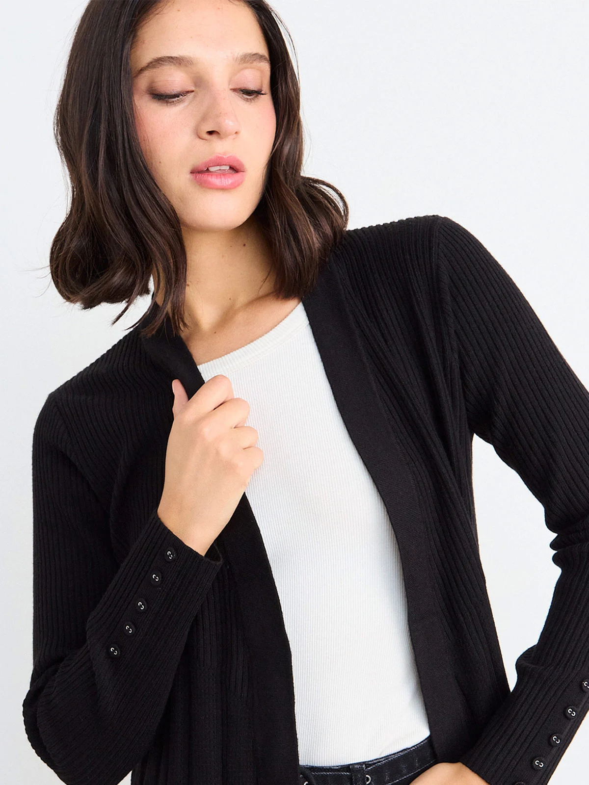 CARDIGAN MUJER IO TEJIDO LISO - 5