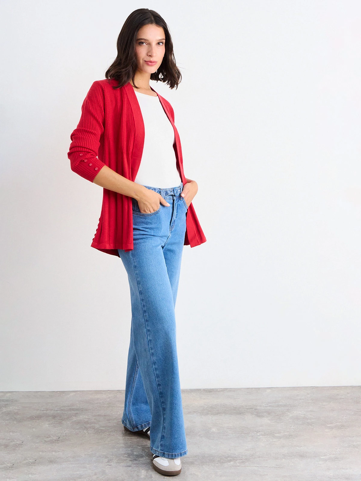 CARDIGAN MUJER IO TEJIDO LISO - 2