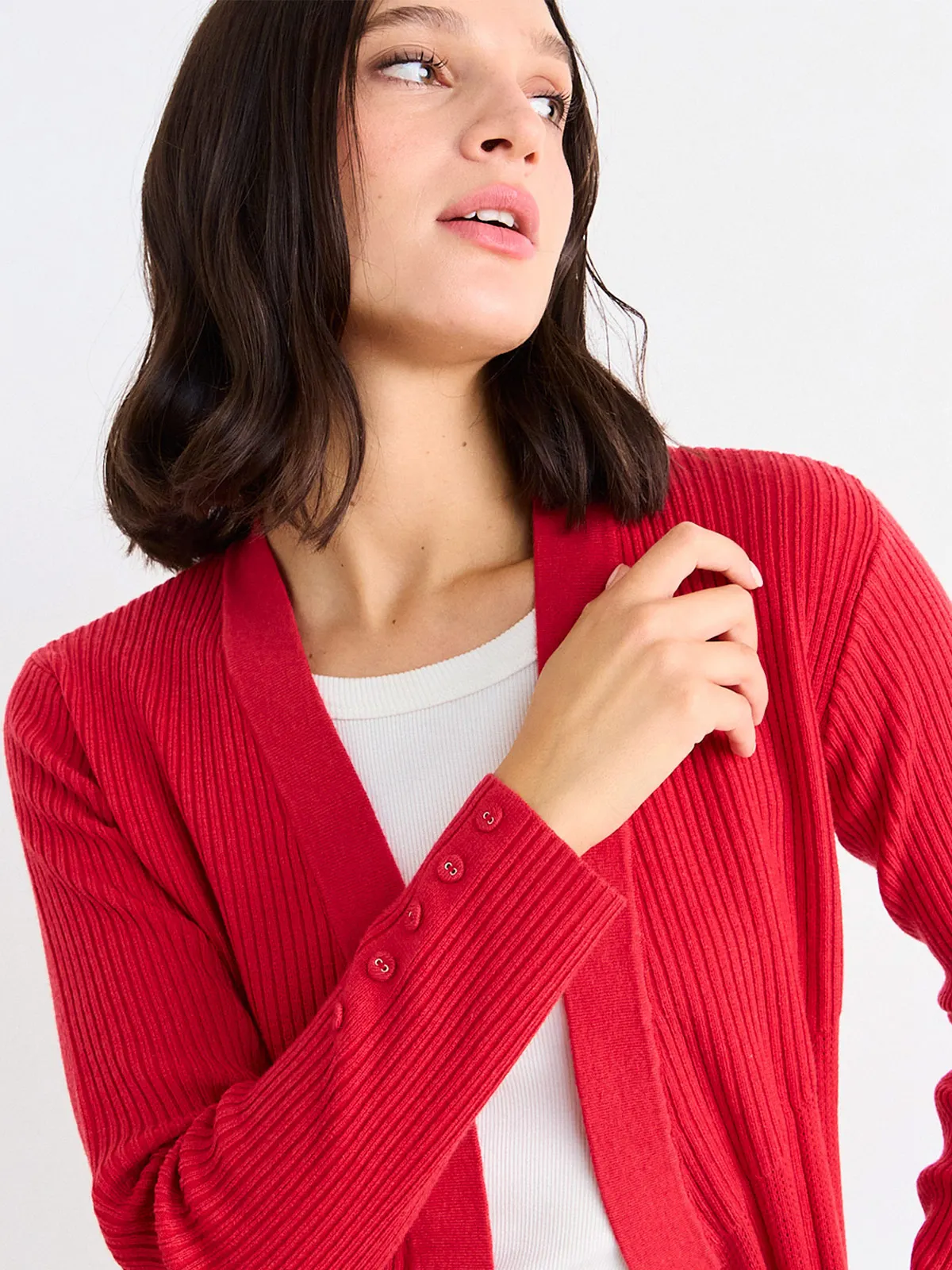CARDIGAN MUJER IO TEJIDO LISO - 5