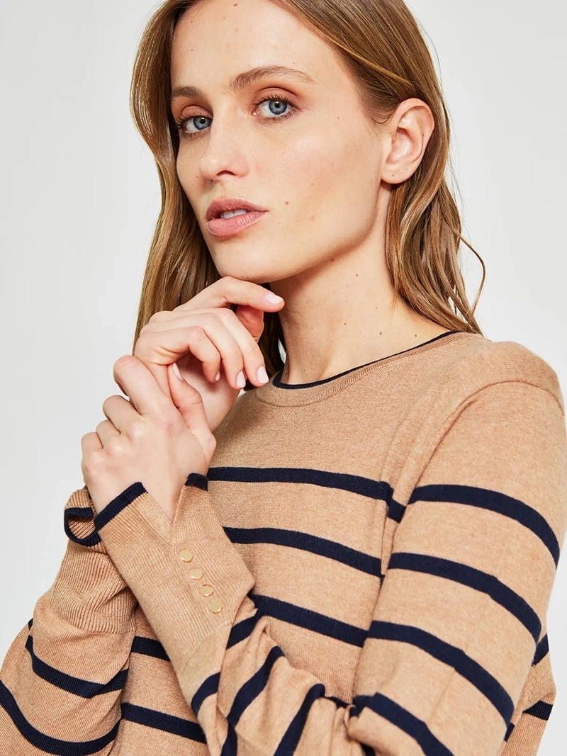 SWEATER MUJER CACHAREL CUELLO REDONDO MANGA LARGA RAYAS - 4
