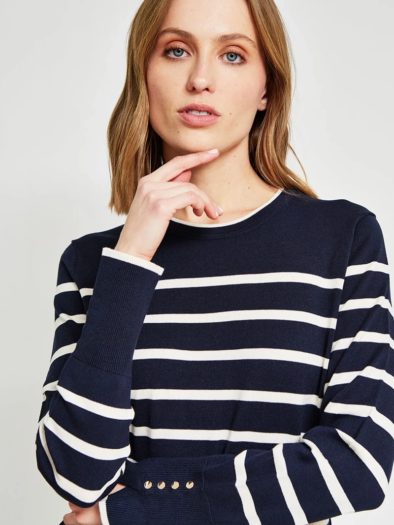 SWEATER MUJER CACHAREL CUELLO REDONDO MANGA LARGA RAYAS - 4