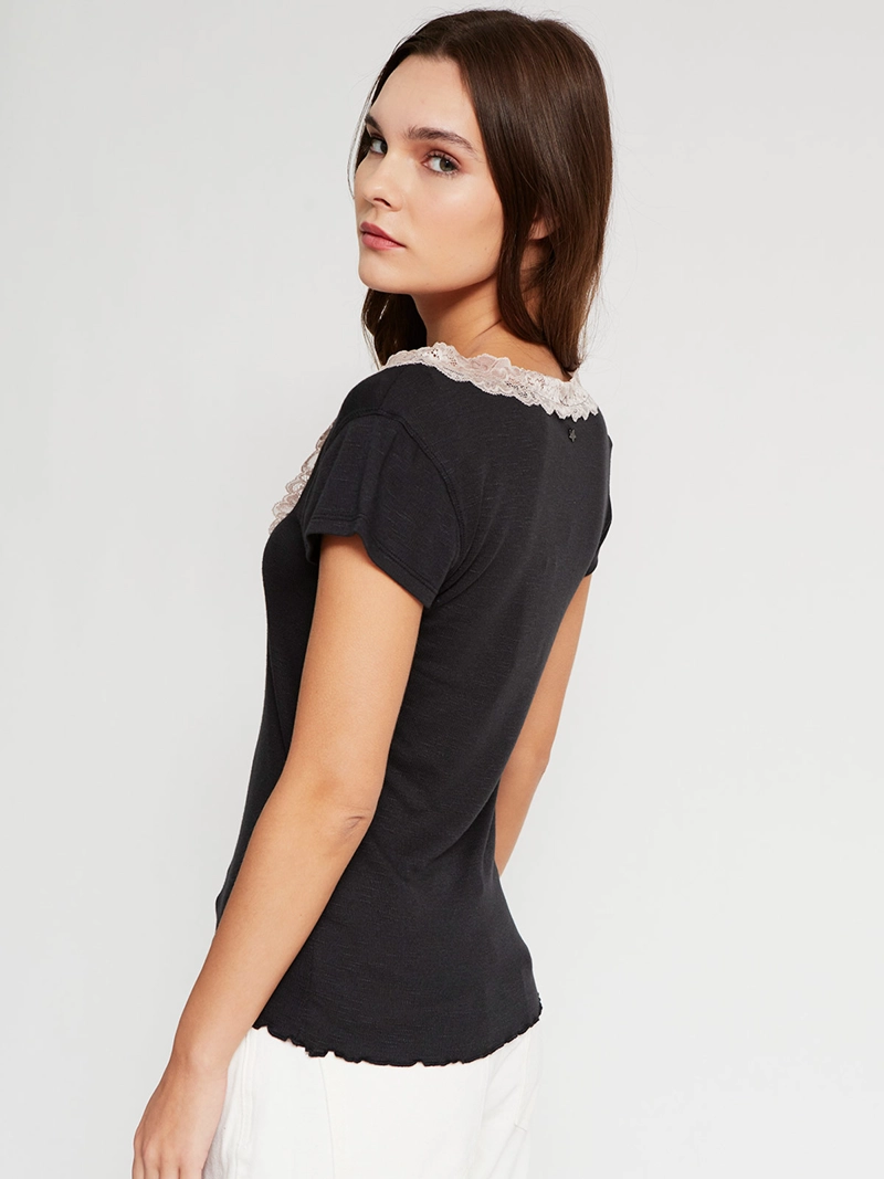 POLERA MUJER BARBADOS ALGODÓN ENCAJE - 2