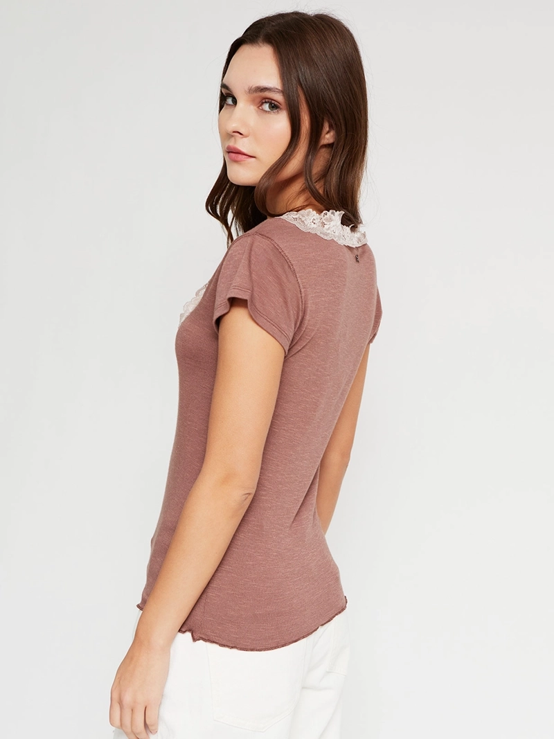 POLERA MUJER BARBADOS ALGODÓN ENCAJE - 2