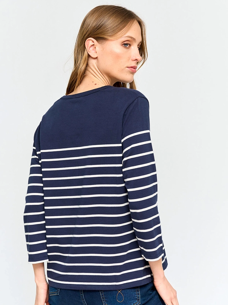 POLERA MUJER CACHAREL ALGODÓN MANGA 3/4 RAYAS - 3