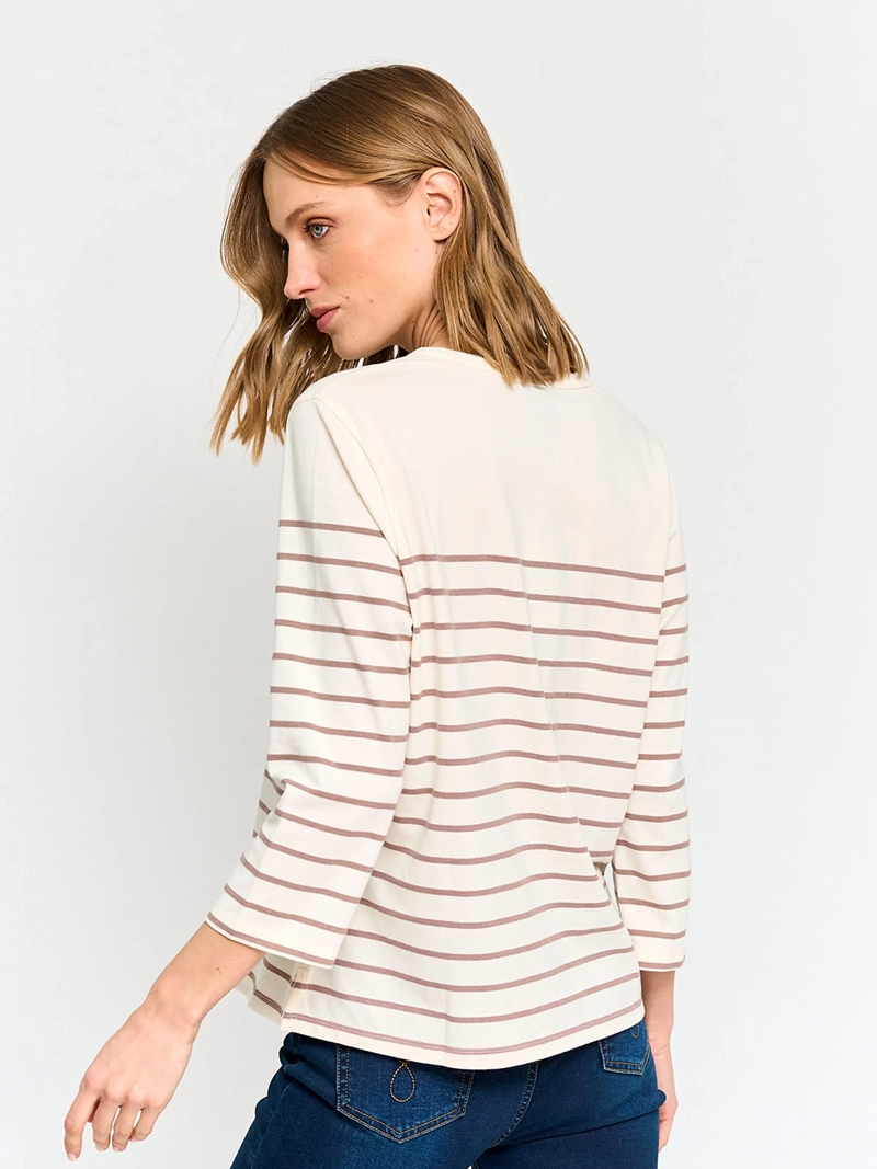 POLERA MUJER CACHAREL ALGODÓN MANGA 3/4 RAYAS - 3
