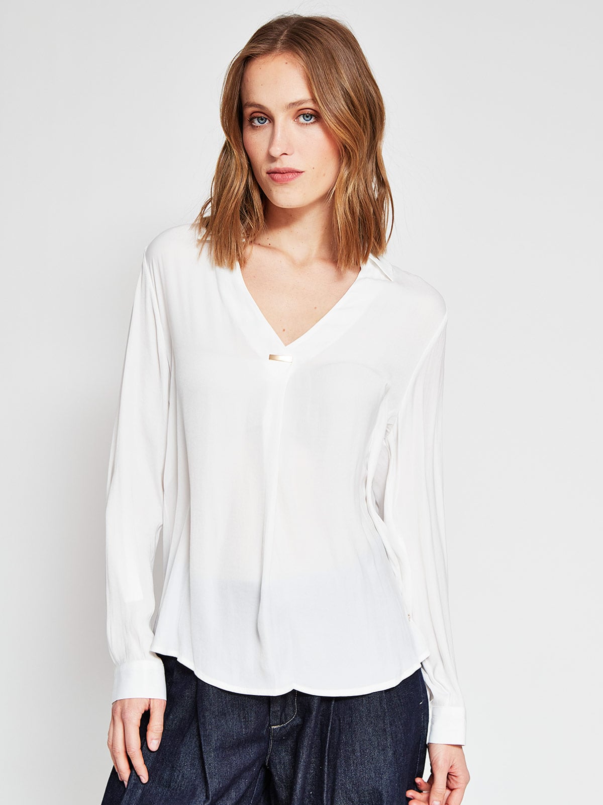 BLUSA MUJER CACHAREL CUELLO CAMISERO MANGA LARGA TEXTURADA - 2