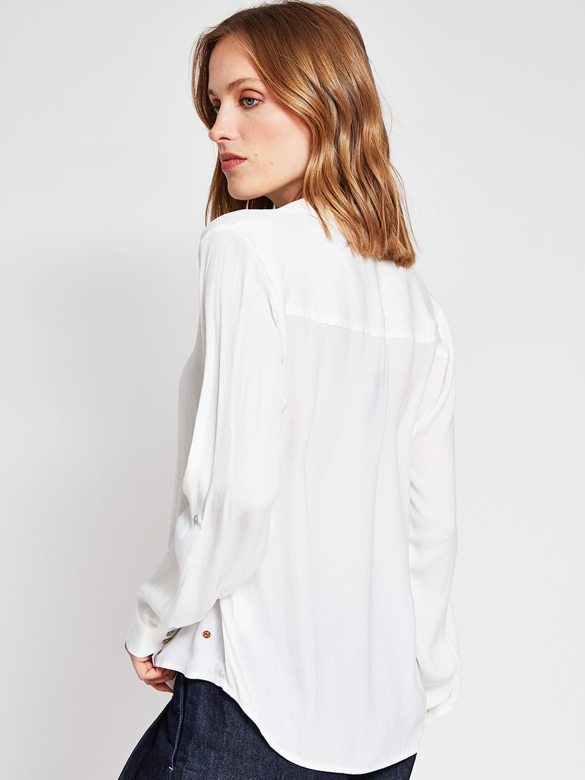 BLUSA MUJER CACHAREL CUELLO CAMISERO MANGA LARGA TEXTURADA - 3