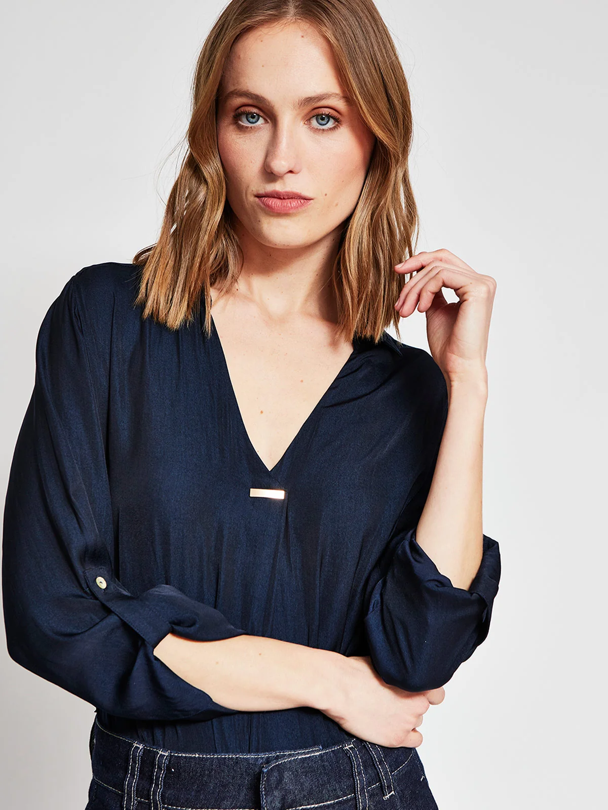 BLUSA MUJER CACHAREL CUELLO CAMISERO MANGA LARGA TEXTURADA - 4