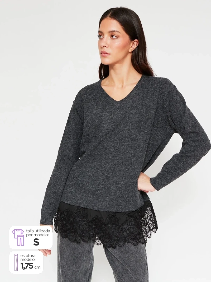 SWEATER MUJER MARQUIS ENCAJE - 3