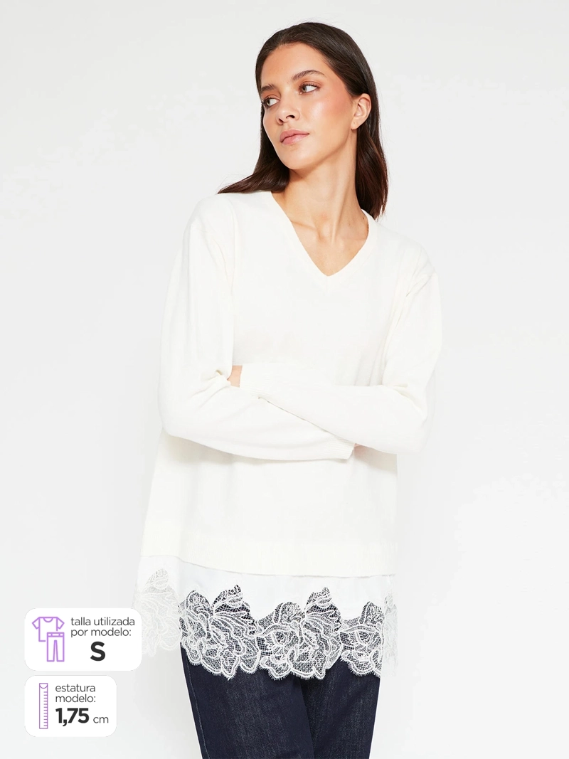 SWEATER MUJER MARQUIS ENCAJE - 1