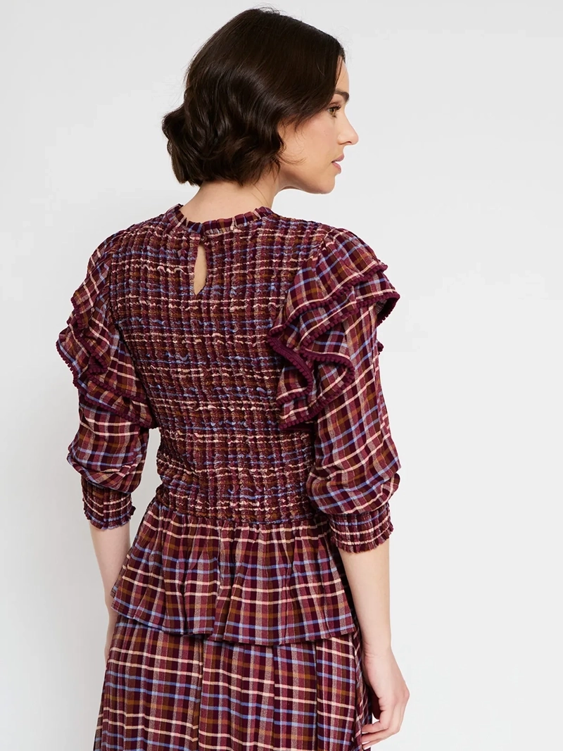 BLUSA MUJER TATIENNE MANGA CORTA CUADRILLÉ - 2