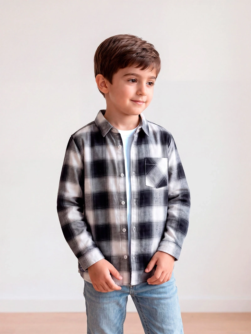 CAMISA NIÑO HARVEST ALGODÓN MANGA LARGA ESCOCESA - 1