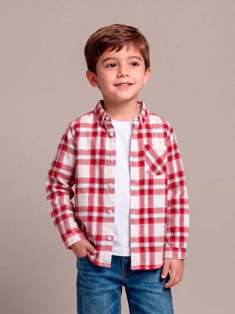 CAMISA NIÑO HARVEST ALGODÓN MANGA LARGA ESCOCESA - 1