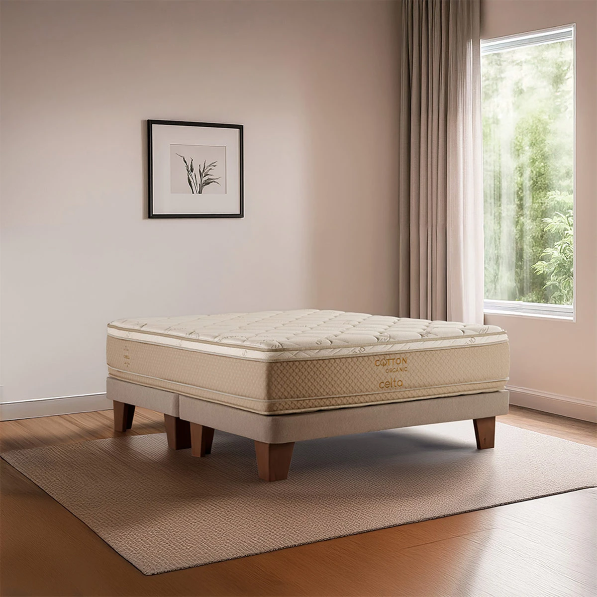 CAMA EUROPEA CELTA COTTON ORGANIC KING + RESPALDO MALLORCA - 4