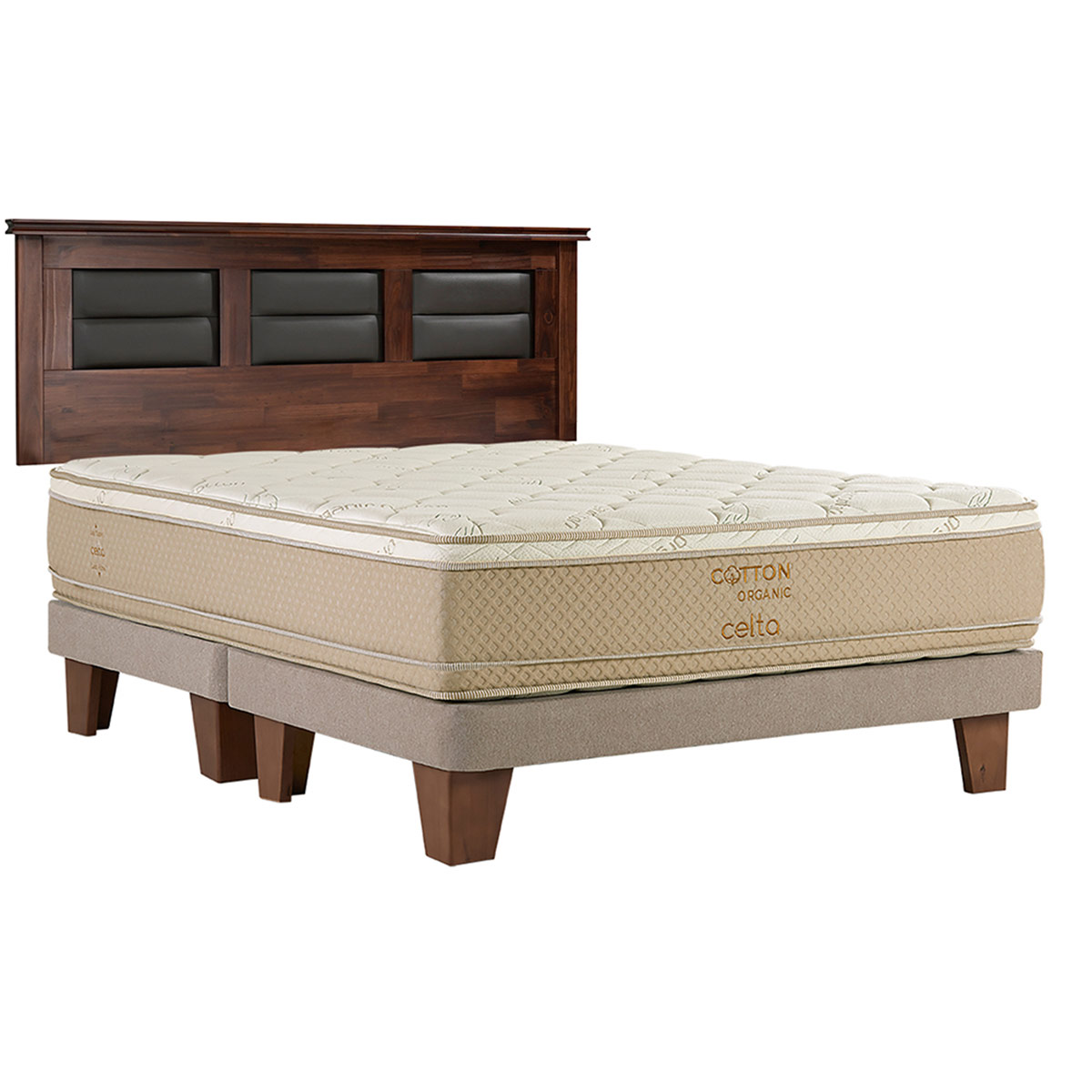 CAMA EUROPEA CELTA COTTON ORGANIC KING + RESPALDO VILLARREAL - 1